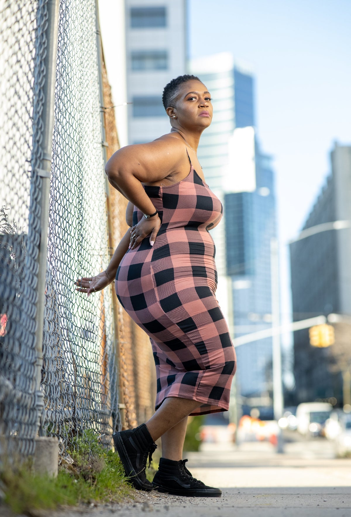 Checkered Midi Dress - Noli-Fashion