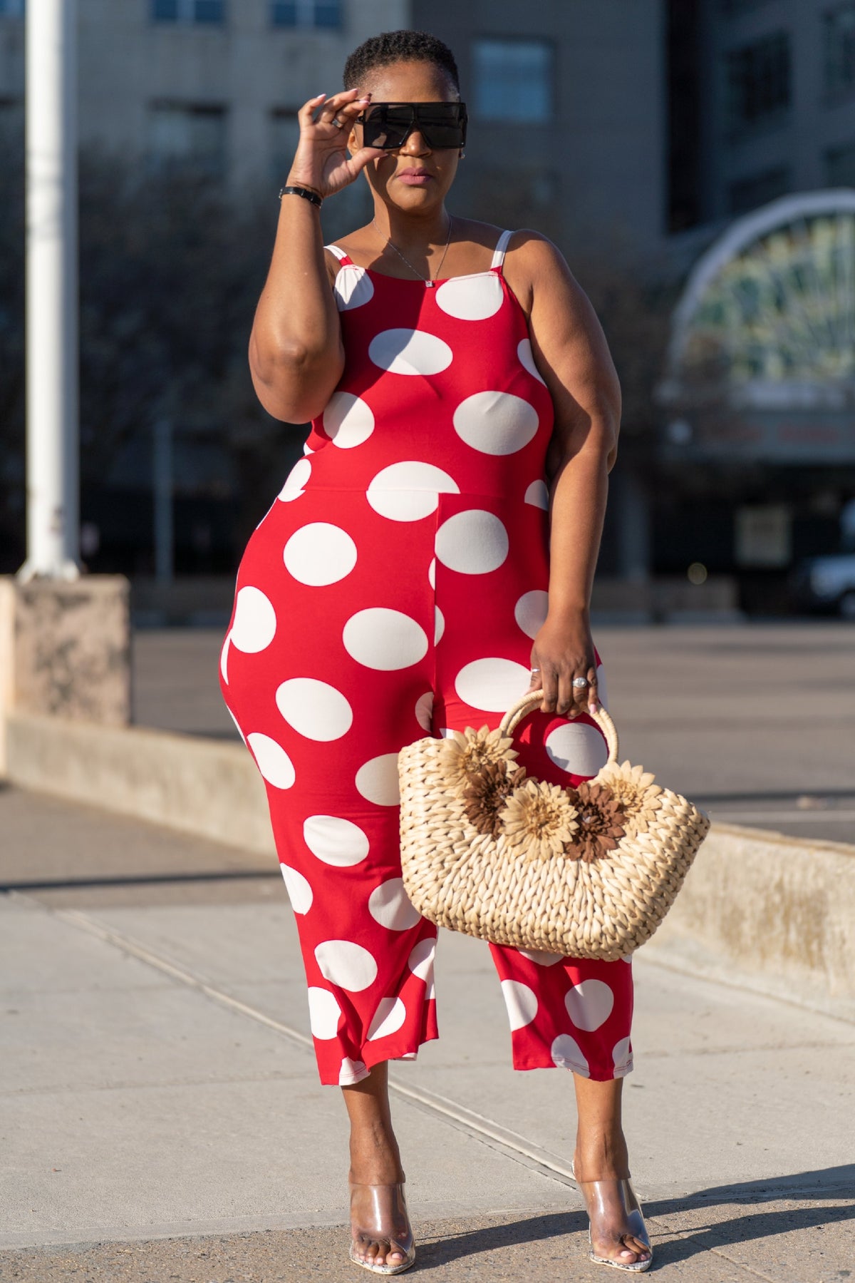 Lady in Red Polka Dot Jumpsuit - Noli-Fashion