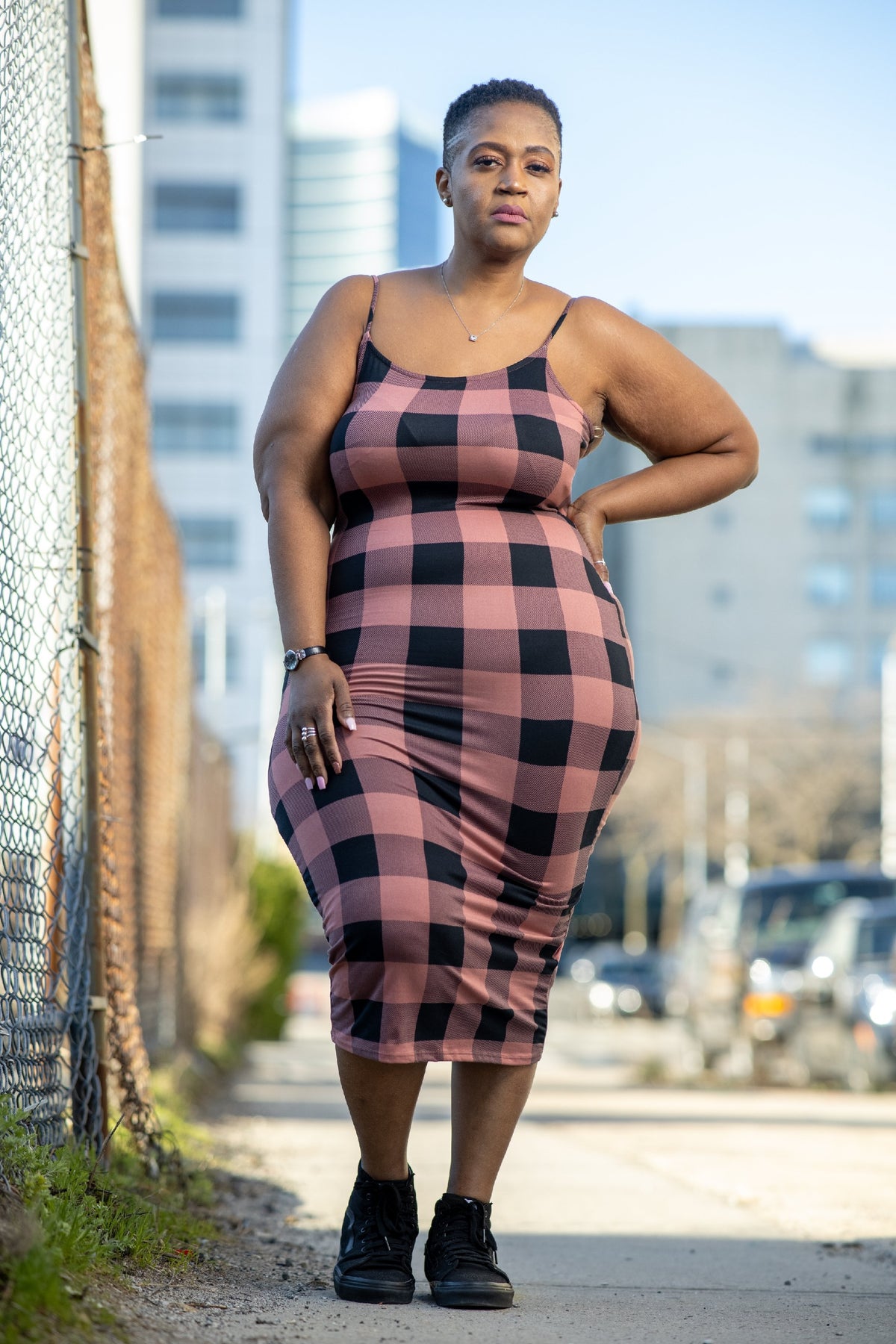 Checkered Midi Dress - Noli-Fashion