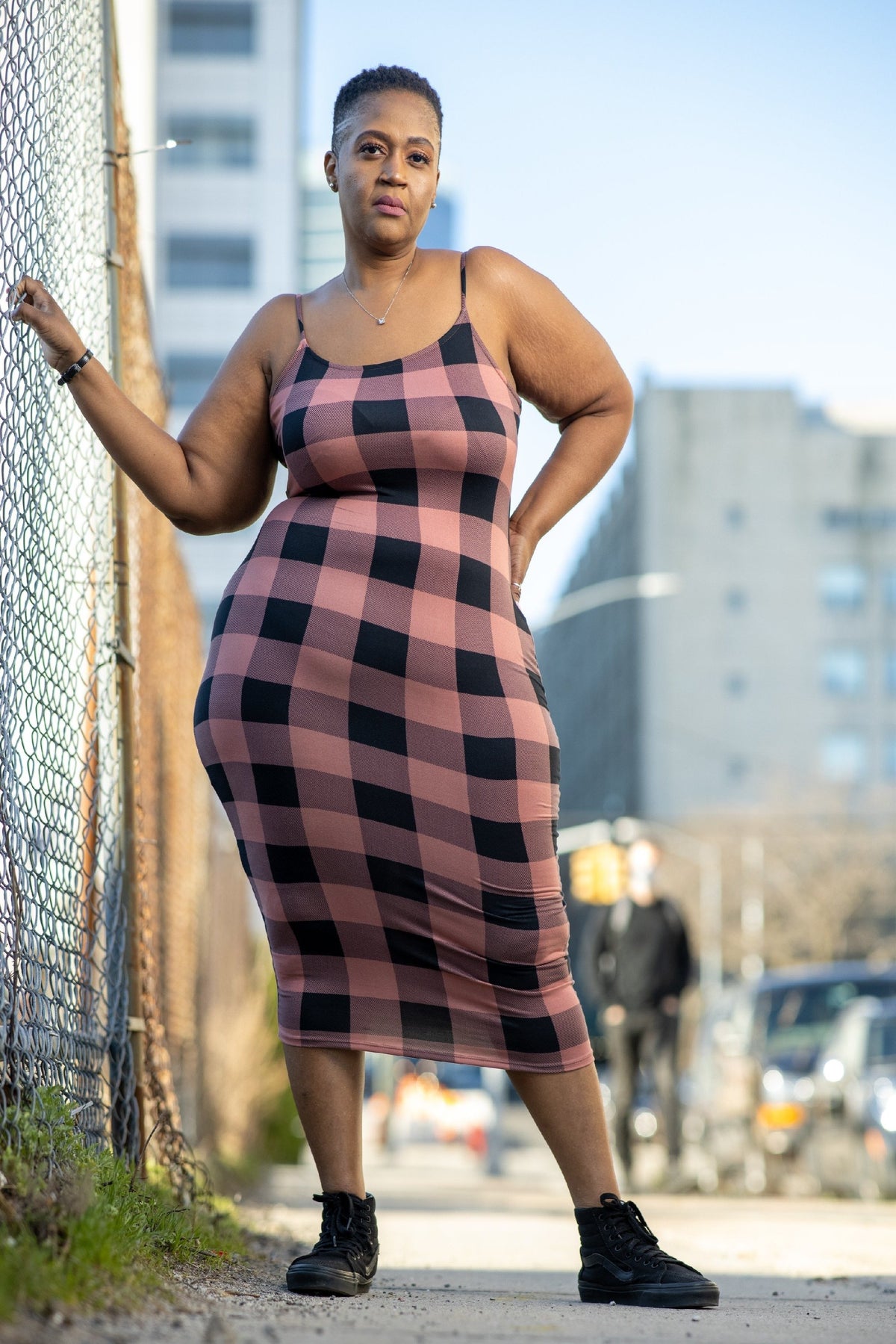 Checkered Midi Dress - Noli-Fashion