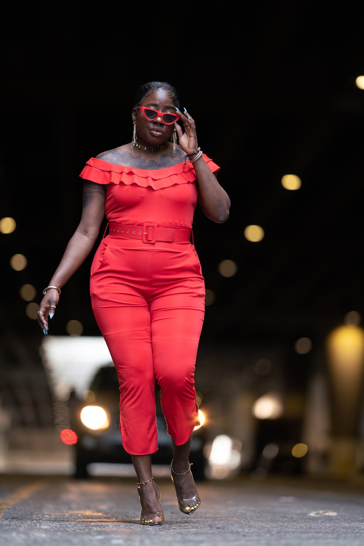 Lady In Red Jumpsuit - Noli-Fashion