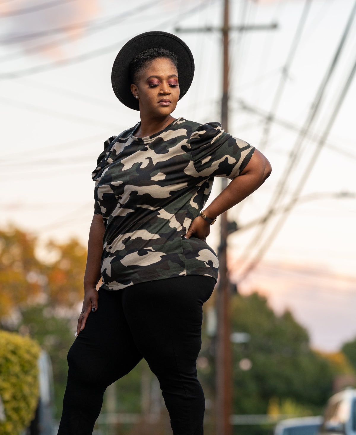 Camo Short Sleeve Top - Noli-Fashion